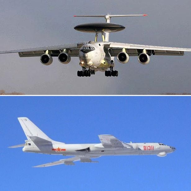 군 당국은 지난달 23~24일 중국과 러시아의 군용기가 한국방공식별구역(KADIZ)에 무단진입했다고 밝혔다. 사진은 KADIZ에 빈번하게 무단진입하는 러시아 A-50 조기경보통제기(사진 위)와 중국 H-6 폭격기.