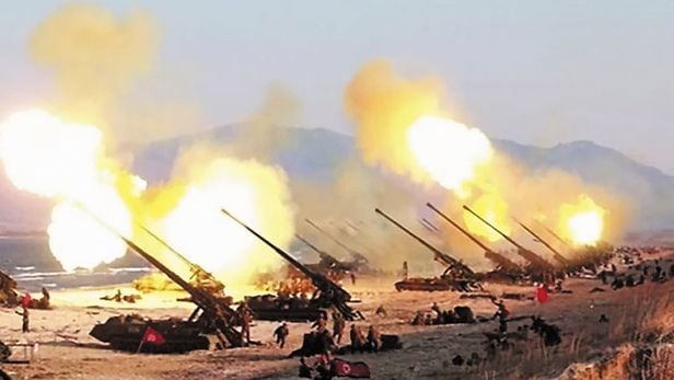 북한 170㎜ 자주포 사격 장면. /조선중앙통신 연합뉴스