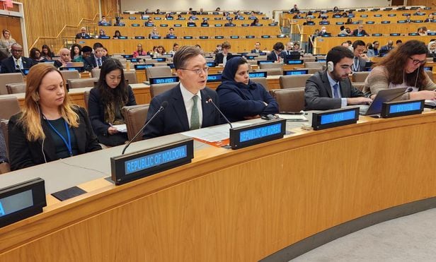 18일(현지 시각) 열린 유엔총회에서 황준국 유엔 대사가 최근 중국의 탈북민 강제 북송에 대해 "끔찍하고 비통하다"고 말했다./주유엔 한국 대표부