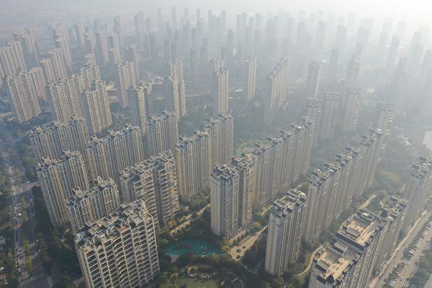 중국 대형 부동산 개발사인 비구이위안(碧桂園·컨트리가든)이 장쑤성 전장에 건설한 대규모 아파트 단지를 촬영한 사진. /연합뉴스