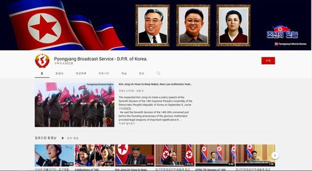 '북한 평양방송 서비스' 유튜브 계정이 폐쇄되기 전 모습. /RFA