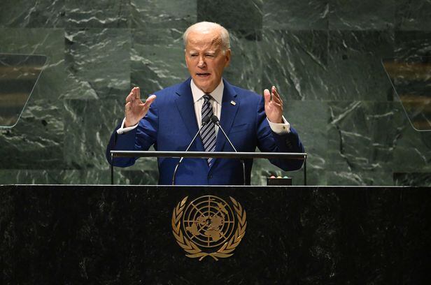 조 바이든 미국 대통령은 19일(현지 시각) 유엔 총회에 참석해 북한의 안보리 결의 위반을 규탄했다./AFP 연합뉴스