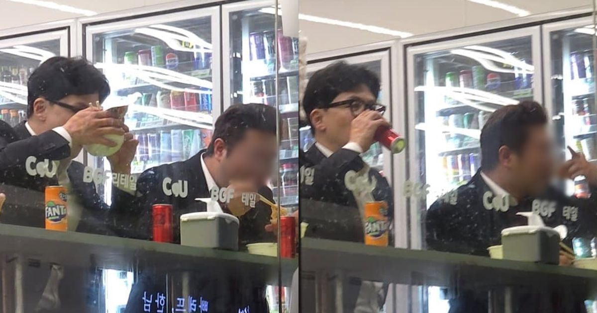 Han Dong-hoon, Chairman of the People Power Party seen eating cup ramen at a convenience store after campaigning – DC Inside