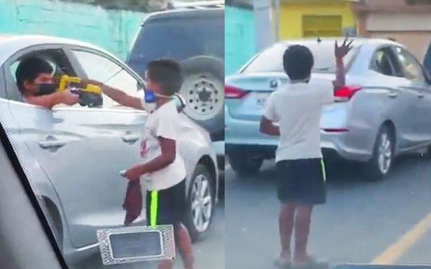 한 소년이 자신이 탄 승용차를 청소하는 또래의 소년에게 자신의 장난감을 주며 우정을 나누는 장면을 담은 영상이 공개돼 네티즌의 찬사가 이어지고 있다./페이스북