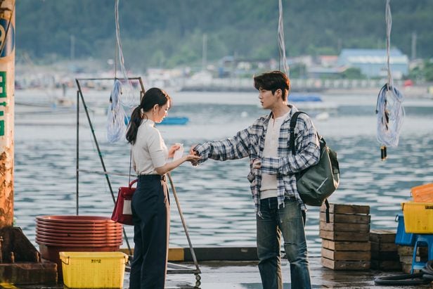 공진 바닷가에서 처음 만난 두 사람. 두식은 난처한 혜진에게 돈을 빌려주는 대신 오징어 손질 일자리를 소개시켜준다./tvN