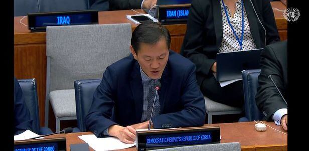 북한은 16일(현지 시각) 뉴욕 유엔본부에서 열린 유엔총회 제1위원회에서 핵무기를 포기하지 않겠다는 기존 입장을 되풀이했다./유엔웹TV
