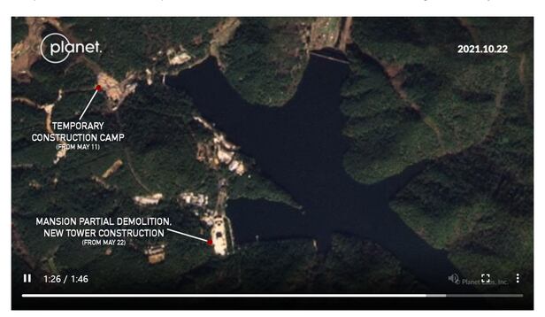 북한 김정은이 새 저택을 짓고 있다고 보도한 NK뉴스에 첨부된 북한의 인공사진/NK뉴스 홈페이지 캡처