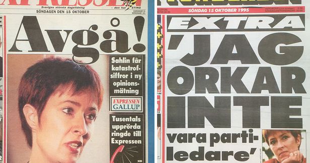 1995년 10월 모나 살린 스웨덴 부총리가 정부 지급 신용카드로 개인 물품을 구매한 사실을 대서특필한 당시 신문 1면.