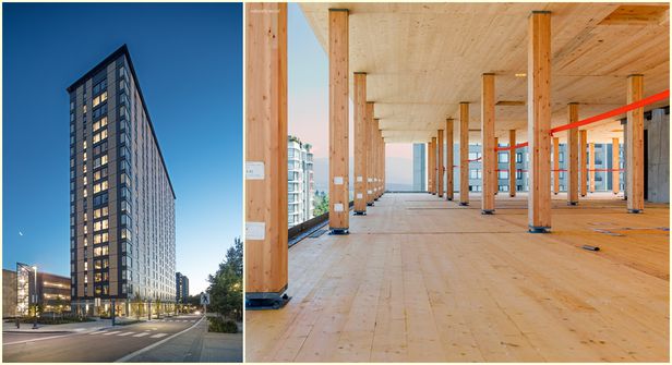 캐나다 브리티시컬럼비아대 기숙사로 지어진 브록 커먼스 톨우드 하우스. 나무를 이용해 18층 건물 뼈대를 9명이 9주만에 조립해 화제가 됐다. /Acton Ostry Architects, Inc.