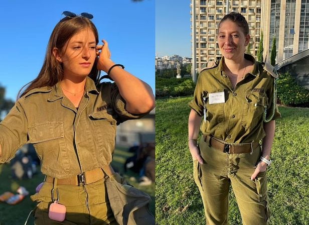 영국-이스라엘 국적의 여성 예비군 모리아 멘서(21)와 A(26)씨. /데일리메일 보도화면