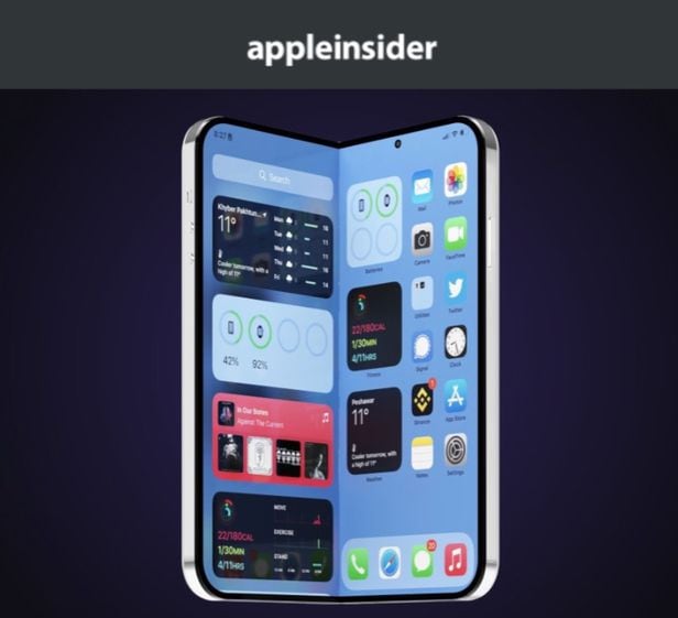 지난 3일(현지시각) IT매체 애플인사이더가 공개한 애플 첫 폴더블폰 예상 이미지 /애플 인사이더