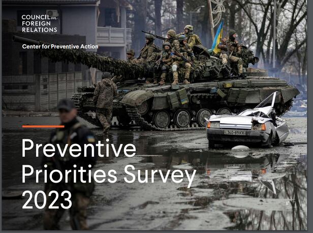 미외교협회(CFR)가 4일(현지 시각) 발간한  ‘2023 방지 우선순위 조사’(Preventive Priorities Survey 2023) 보고서. /CFR
