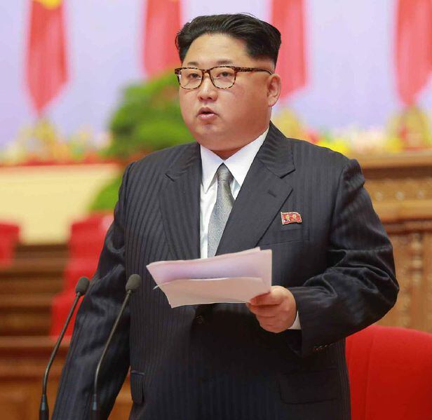 김정은 북한 국무위원장이 2016년 5월 노동당 7차 대회 개막식에서 연설하고 있다. /뉴시스
